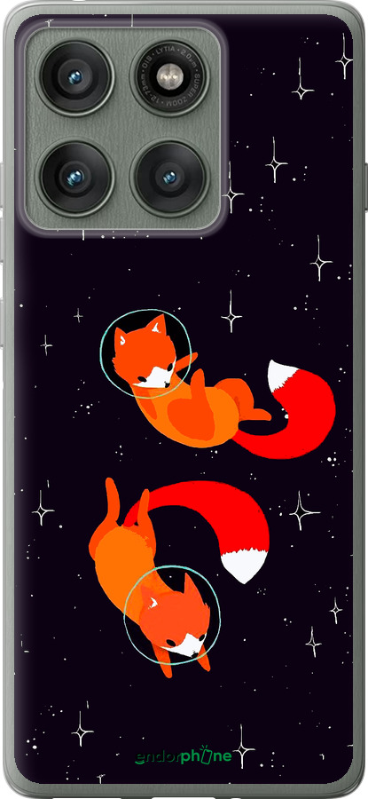 Силиконовый чехол Лисички в космосе для Motorola Edge 60 Pro 5G - 4519u-4020 изображение 