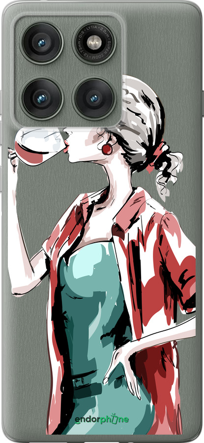 Силиконовый чехол Девушка с бокалом для Motorola Edge 60 Pro 5G - 4662u-4020 изображение 