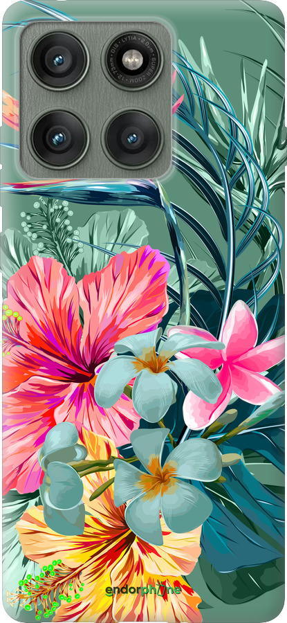 Силиконовый чехол Тропические цветы v1 для Motorola Edge 60 Pro 5G - 4667u-4020 изображение 