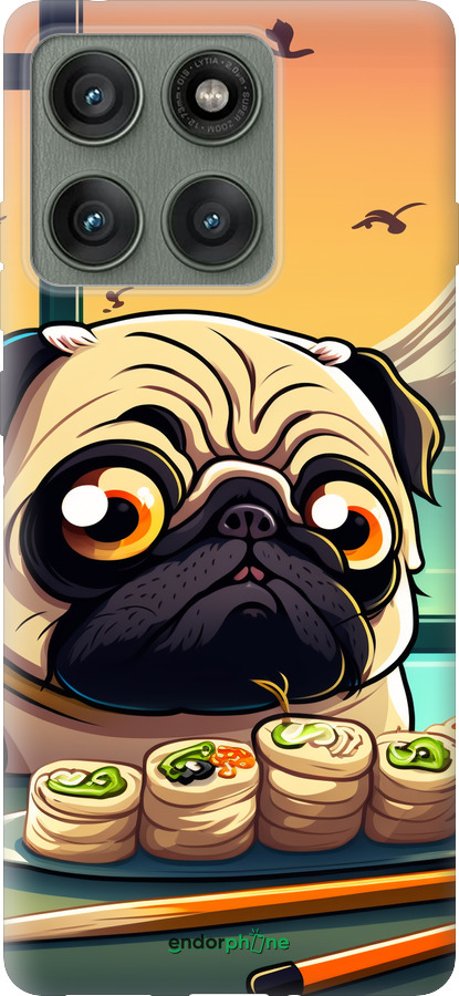 Силиконовый чехол Мопс и суши для Motorola Edge 60 Pro 5G - 5588u-4020 изображение 