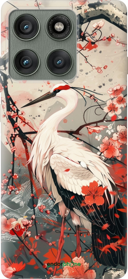 Силіконовий чехол Лелека у цвіту сакури для Motorola Edge 60 Pro 5G - 6109u-4020 изображение 