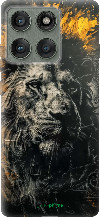 Силиконовый чехол Лев в золотых красках для Motorola Edge 60 Pro 5G - 6155u-4020 изображение 