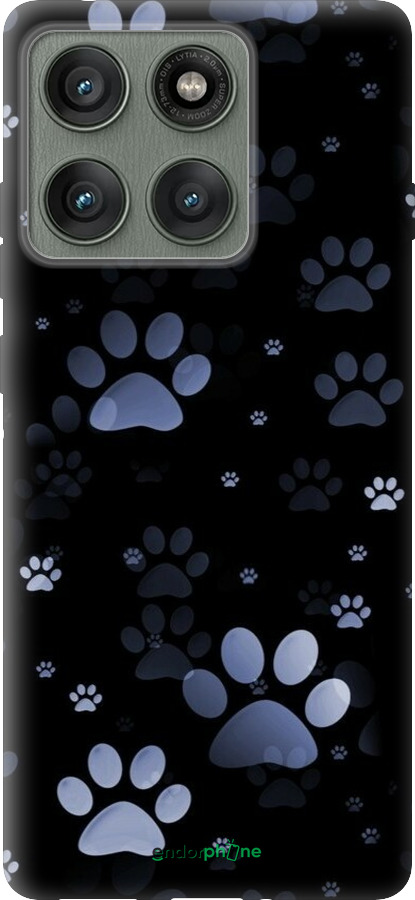 Силиконовый чехол С синими отпечатками лап для Motorola Edge 60 Pro 5G - 6441u-4020 изображение 