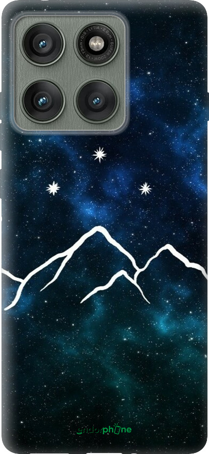 Силиконовый чехол Горы и звезды нарисованы на фоне галактики для Motorola Edge 60 Pro 5G - 6490u-4020 изображение 