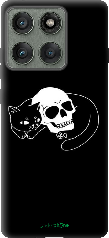 Силіконовий чехол Із зображенням кота та черепа для Motorola Edge 60 Pro 5G - 6491u-4020 изображение 