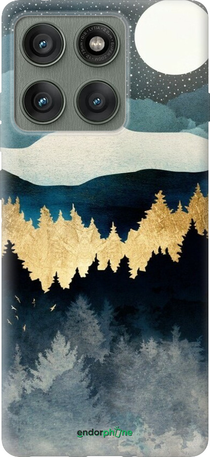 Силіконовий чехол Нічний краєвид з лісом та горами для Motorola Edge 60 Pro 5G - 6493u-4020 изображение 