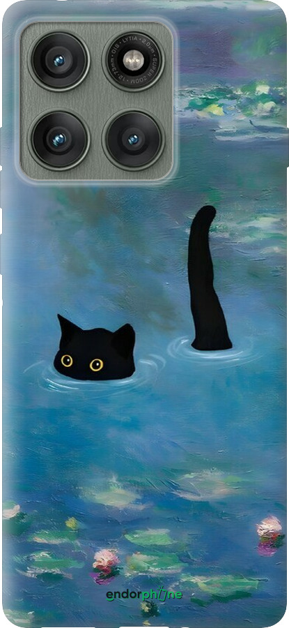 Силиконовый чехол С изображением кота и водяной лилии Monet для Motorola Edge 60 Pro 5G - 6519u-4020 изображение 