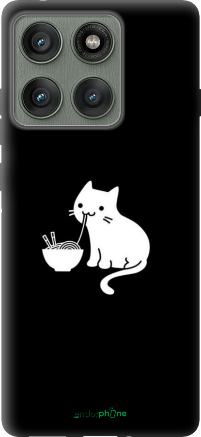 Силіконовий чехол Милий кіт на чорному фоні для Motorola Edge 60 Pro 5G - 6528u-4020 изображение 