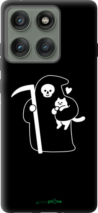 Силиконовый чехол Минималистичный арт: смерть и кошка для Motorola Edge 60 Pro 5G - 6529u-4020 изображение 