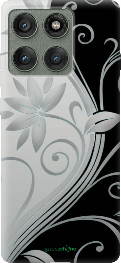 Силиконовый чехол Цветы на чёрно-белом фоне для Motorola Edge 60 Pro 5G - 840u-4020 изображение 