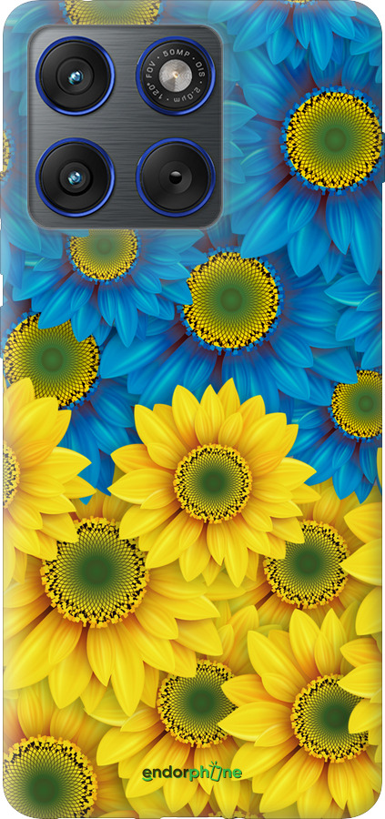 Силиконовый чехол Жёлто-голубые цветы для Motorola EDGE 70 - 1048u-4219 изображение 