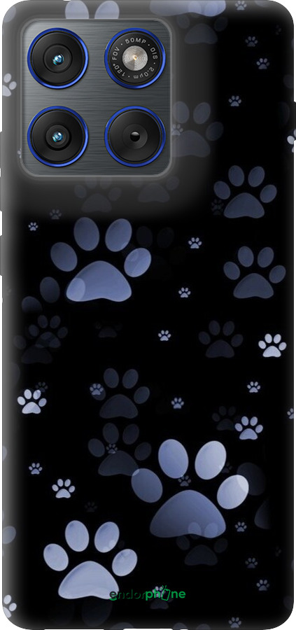 Силиконовый чехол С синими отпечатками лап для Motorola EDGE 70 - 6441u-4219 изображение 