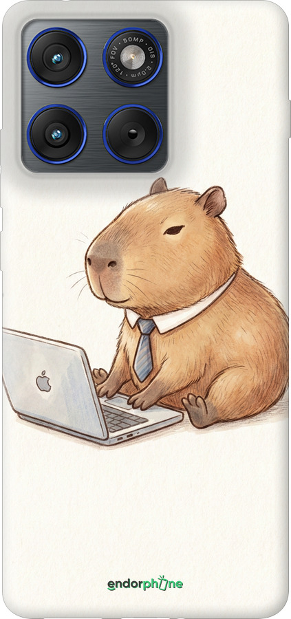 Силиконовый чехол Funny Capybara CEO Working для Motorola EDGE 70 - 6777u-4219 изображение 