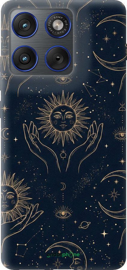 Силиконовый чехол Celestial Harmony: Sun & Moon Gold Mystic Pattern для Motorola EDGE 70 - 6778u-4219 изображение 