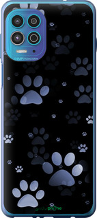 Силиконовый чехол С синими отпечатками лап для Motorola G100 - 6441u-2359 изображение 