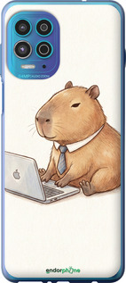 Силиконовый чехол Funny Capybara CEO Working для Motorola G100 - 6777u-2359 изображение 
