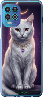 Силиконовый чехол Mystic White Cat Gothic Dark Purple Gold для Motorola G100 - 6805u-2359 изображение 