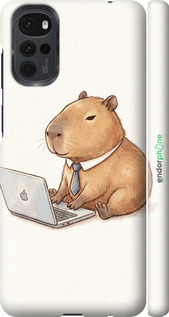 3D пластиковый матовый чехол 'Funny Capybara CEO Working' для Motorola G22 изображение 1