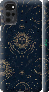 3D пластиковый матовый чехол 'Celestial Harmony: Sun & Moon Gold Mystic Pattern' для Motorola G22 изображение 7