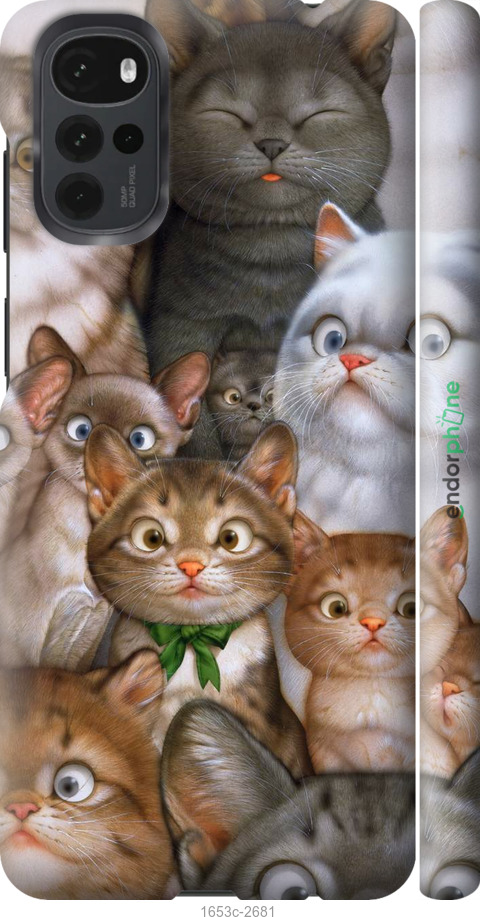 

3D пластиковий матовий чохол "Коти" для Motorola G22