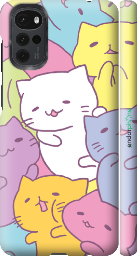 

3D пластиковий матовий чохол "Кошенята " для Motorola G22, Білий