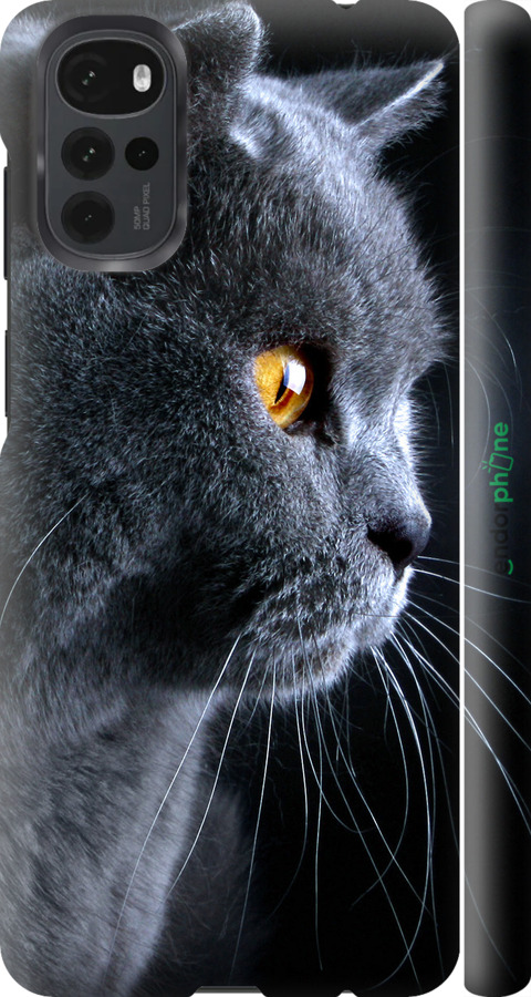 

3D пластиковий матовий чохол "Гарний кіт" для Motorola G22, Чорний