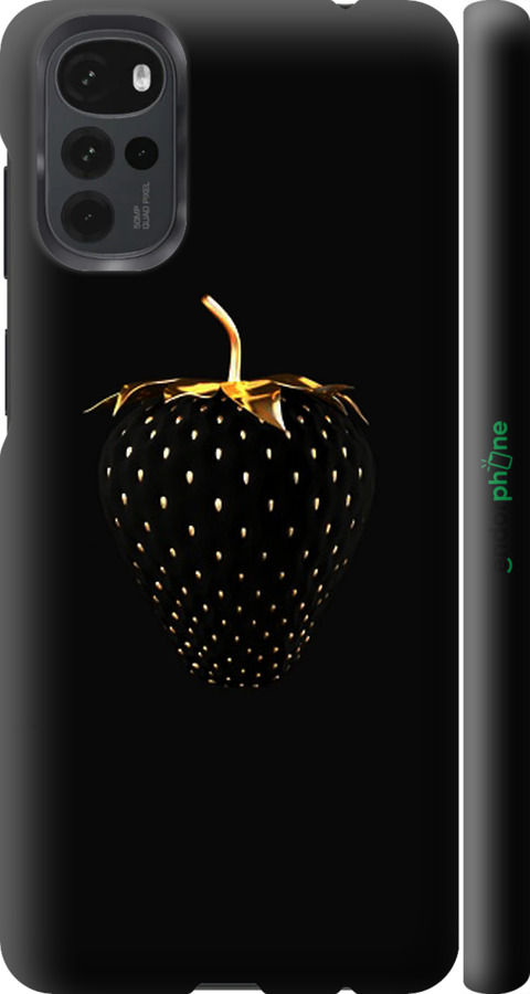

3D пластиковий матовий чохол "Чорна полуниця" для Motorola G22, Чорний