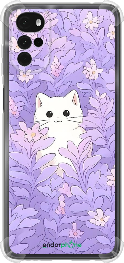 Силикон с усиленными углами чехол Котик в цветах для Motorola G22 - 6390sp-2681 изображение 