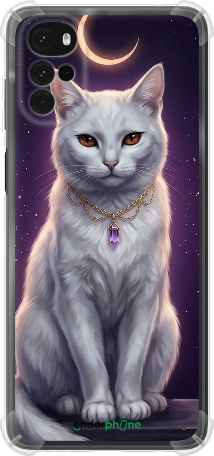 Силіконовий протиударний с посиленими кутами чехол Mystic White Cat Gothic Dark Purple Gold для Motorola G22 - 6805sp-2681 изображение 