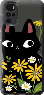 Силиконовый чехол Черный кот с цветами для Motorola G22 - 6448u-2681 изображение 