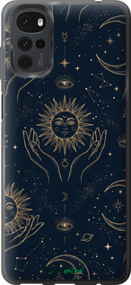 Силиконовый чехол Celestial Harmony: Sun & Moon Gold Mystic Pattern для Motorola G22 - 6778u-2681 изображение 