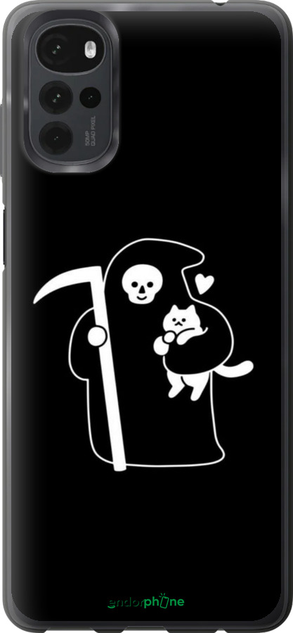 Силиконовый чехол Минималистичный арт: смерть и кошка для Motorola G22 - 6529u-2681 изображение 