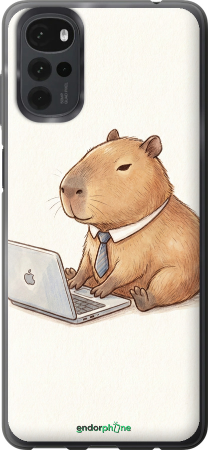 Силіконовий чехол Funny Capybara CEO Working для Motorola G22 - 6777u-2681 изображение 