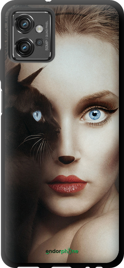 TPU чехол Погляд жінки і кішки для Motorola G32 - 4041b-2845 изображение 