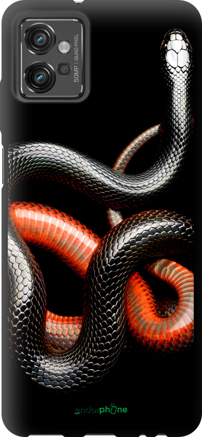 TPU чехол Красно-черная змея на черном фоне для Motorola G32 - 4063b-2845 изображение 