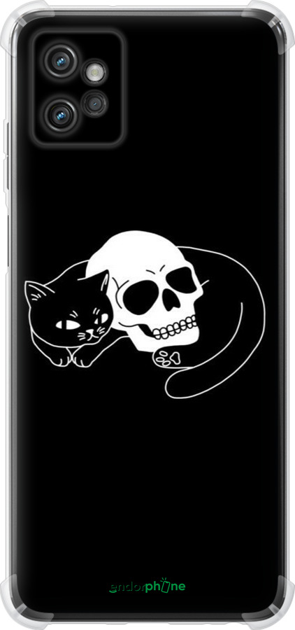 Силикон с усиленными углами чехол С изображением кота и черепа для Motorola G32 - 6491sp-2845 изображение 