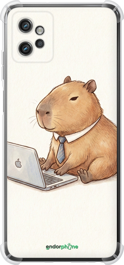 Силіконовий протиударний с посиленими кутами чехол Funny Capybara CEO Working для Motorola G32 - 6777sp-2845 изображение 