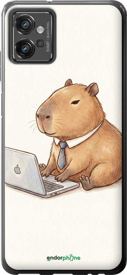 Силиконовый чехол Funny Capybara CEO Working для Motorola G32 - 6777u-2845 изображение 
