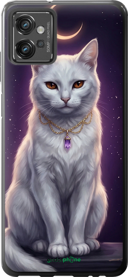 Силиконовый чехол Mystic White Cat Gothic Dark Purple Gold для Motorola G32 - 6805u-2845 изображение 