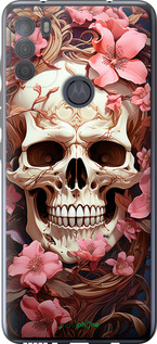 Силиконовый чехол Череп в розовых цветах для Motorola G50 - 5965u-2354 изображение 