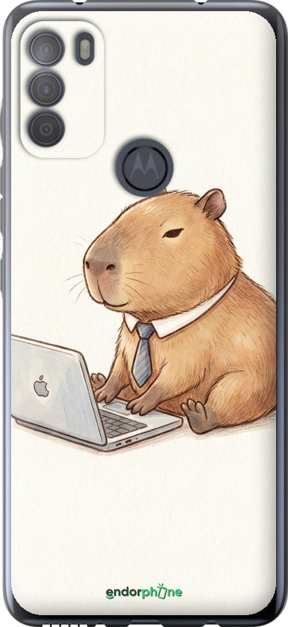 Силиконовый чехол Funny Capybara CEO Working для Motorola G50 - 6777u-2354 изображение 