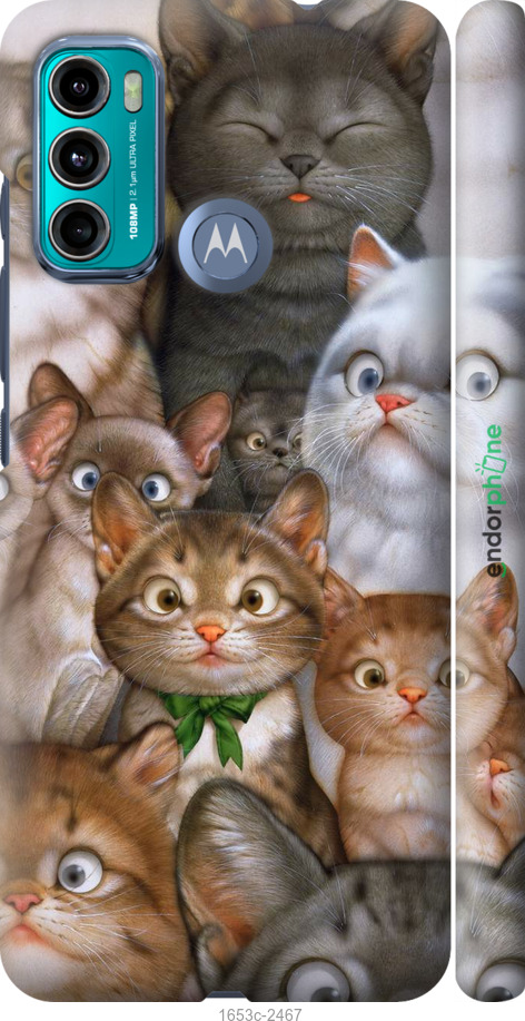 

3D пластиковий матовий чохол "Коти" для Motorola G60