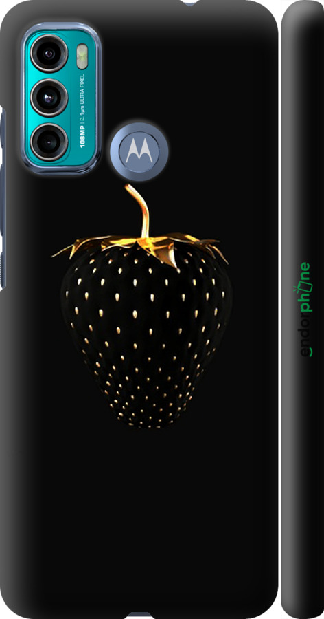 

3D пластиковий матовий чохол "Чорна полуниця" для Motorola G60, Чорний