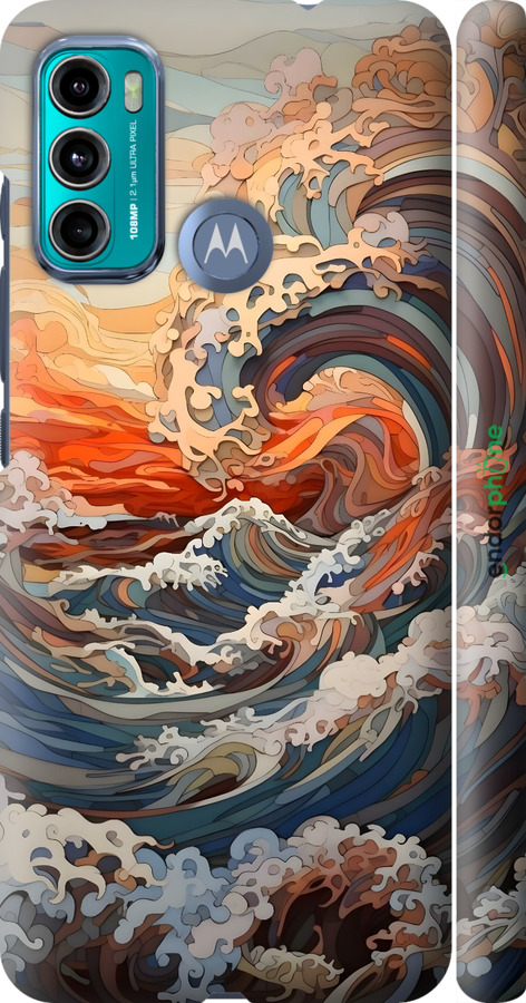 3D пластиковый матовый чехол Арт волны для Motorola G60 - 6324m-2467 изображение 