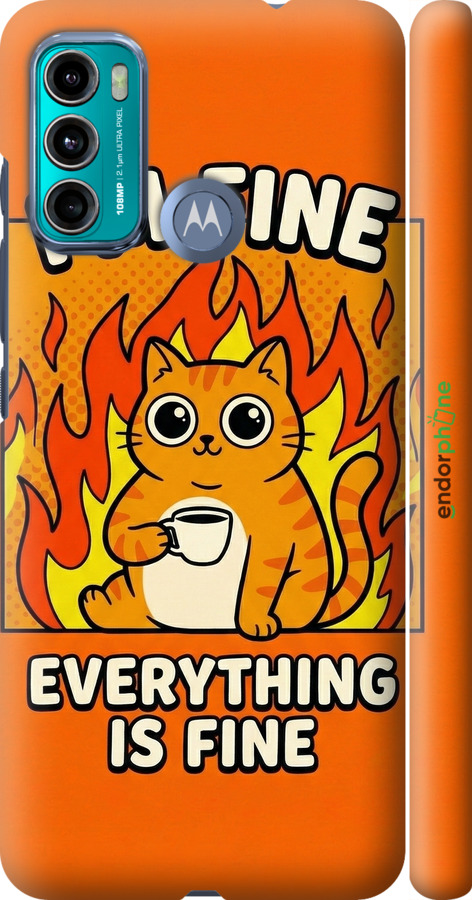 3D пластиковый матовый чехол Funny Cat для Motorola G60 - 6786m-2467 изображение 