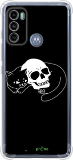 Силикон с усиленными углами чехол С изображением кота и черепа для Motorola G60 - 6491sp-2467 изображение 
