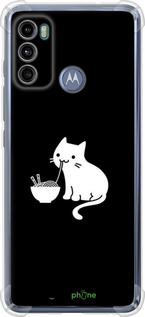 Силикон с усиленными углами чехол С милым котом на черном фоне для Motorola G60 - 6528sp-2467 изображение 