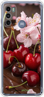 Силикон с усиленными углами чехол 'Вишня в шоколаде' для Motorola G60 -  изображение 1