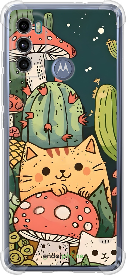 Силикон с усиленными углами чехол Коты грибы для Motorola G60 - 6321sp-2467 изображение 