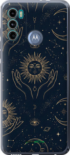 Силиконовый чехол Celestial Harmony: Sun & Moon Gold Mystic Pattern для Motorola G60 - 6778u-2467 изображение 